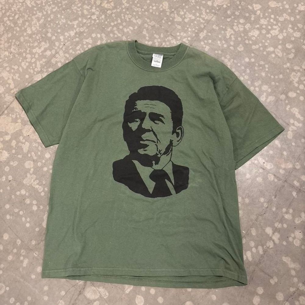 Vintage Green Presidential T Shirt Ronald Regan Size XL
